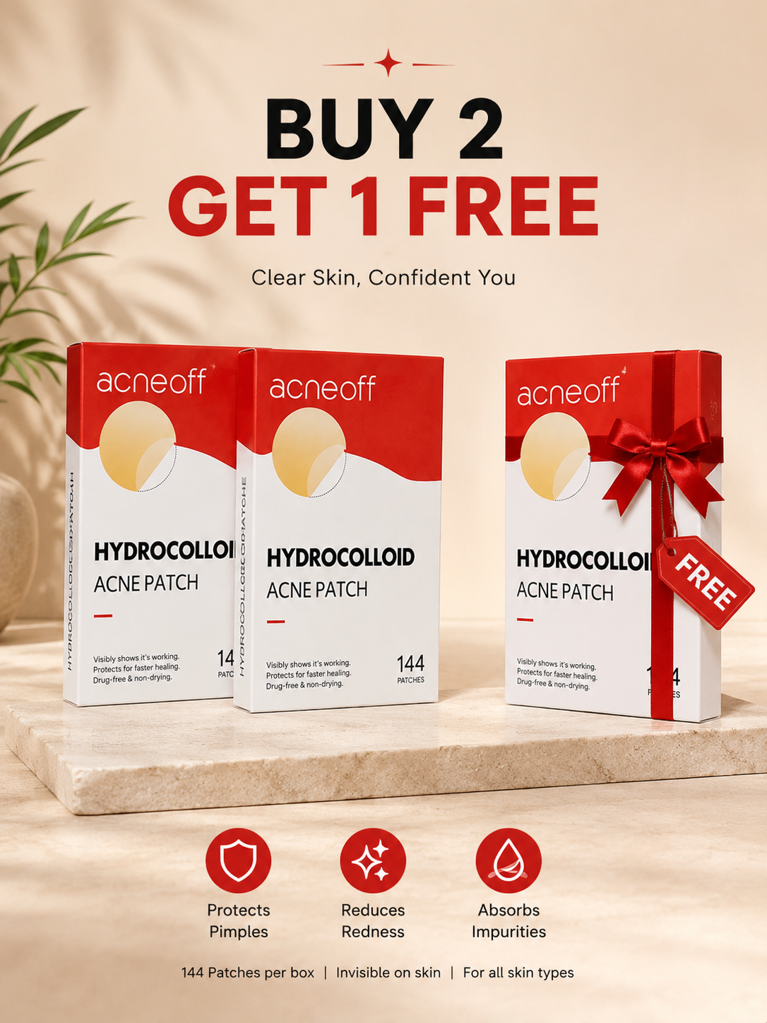 AcneOff™ Invisible Acne Patches — 144 Count